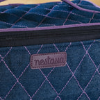 Denim Makeup Bag Set Of 2 Blue And Purple