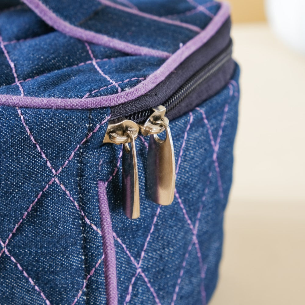 Denim Makeup Bag Set Of 2 Blue And Purple