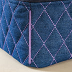 Denim Makeup Bag Set Of 2 Blue And Purple
