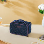 Denim Makeup Bag Set Of 2 Blue And Purple