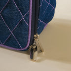 Denim Makeup Bag Set Of 2 Blue And Purple