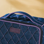 Denim Makeup Bag Set Of 2 Blue And Purple