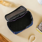 Denim Makeup Bag Set Of 2 Blue And Purple