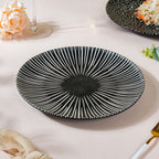 Contemporary Striped Ceramic Dinner Plate Black 9.5 Inch
