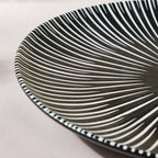 Contemporary Striped Ceramic Dinner Plate Black 9.5 Inch