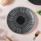 Contemporary Striped Ceramic Dinner Plate Black 9.5 Inch