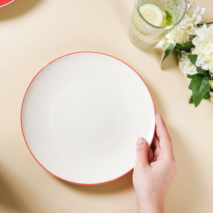 Riona Red Rimmed Ceramic Snack Plate 8-Inch