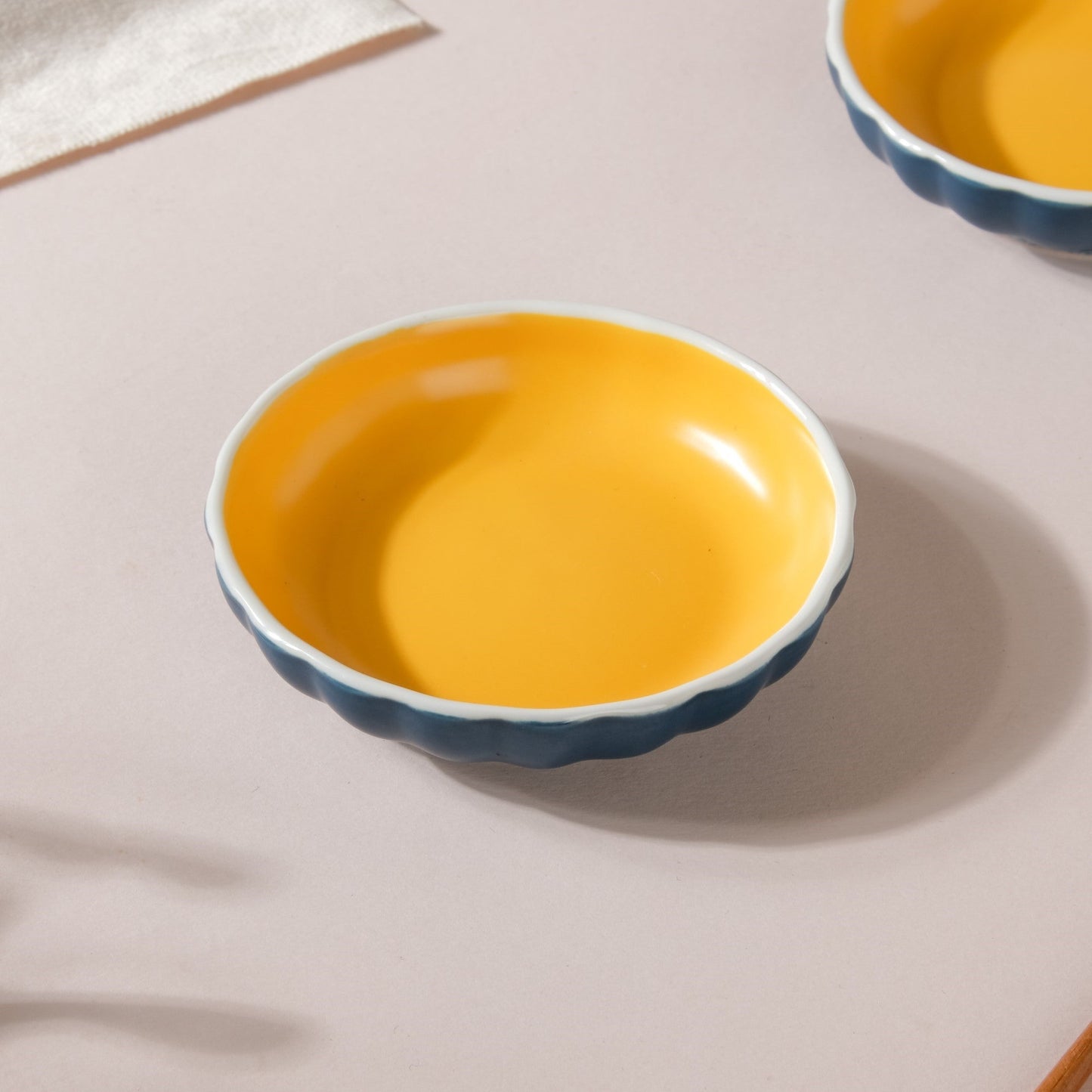 Chrome Ceramic Dessert Plate Blue 4 Inch Set Of 2
