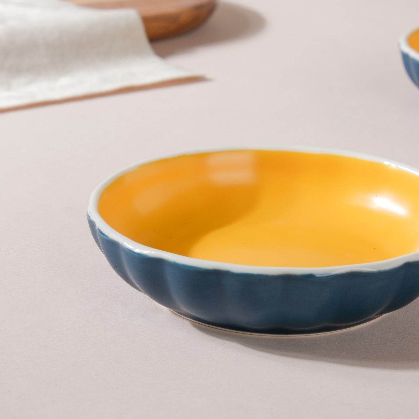 Chrome Ceramic Dessert Plate Blue 4 Inch Set Of 2