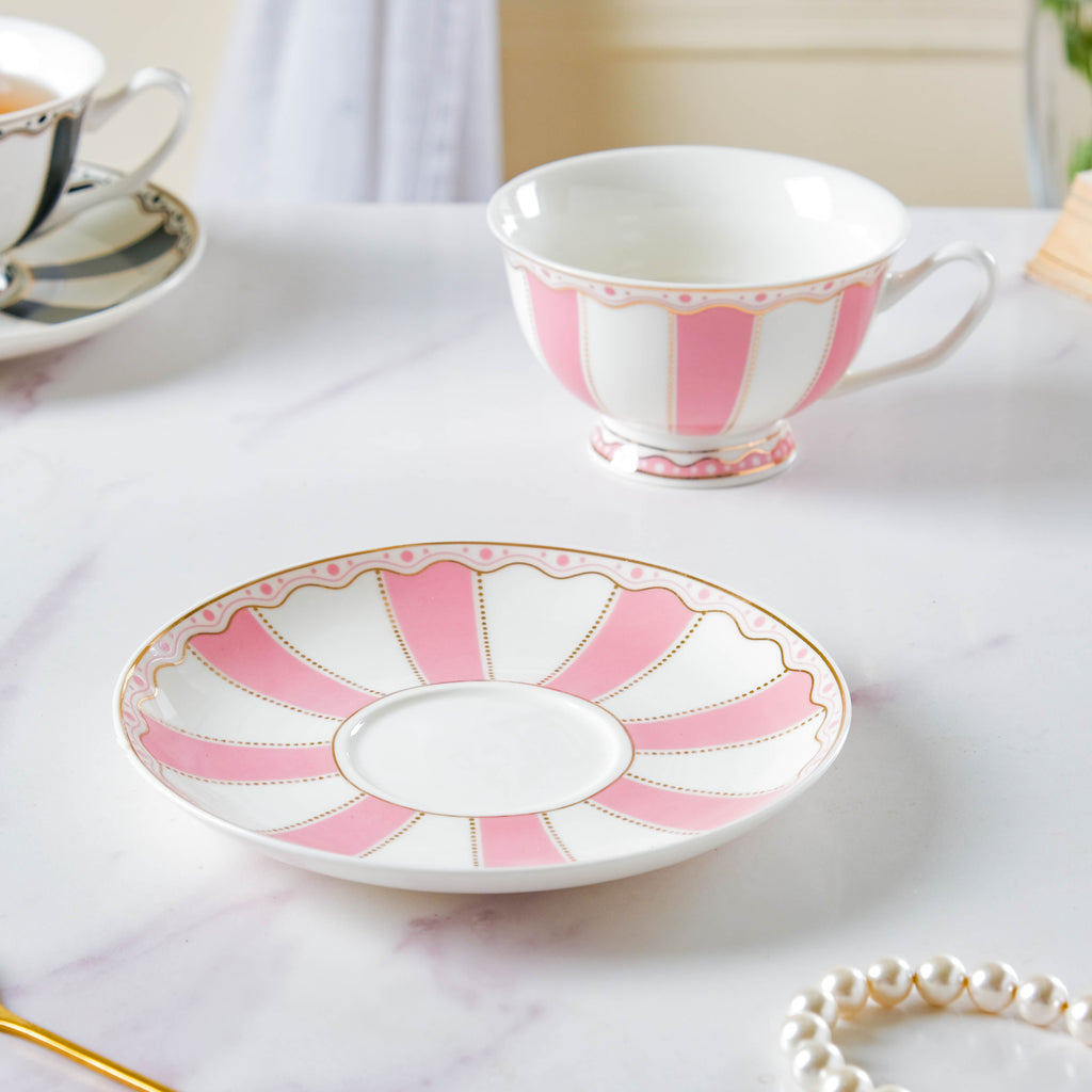 Azalea Pink Ceramic Cup and Saucer Set 150 ml
