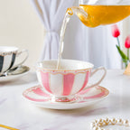 Azalea Pink Ceramic Cup and Saucer Set 150 ml