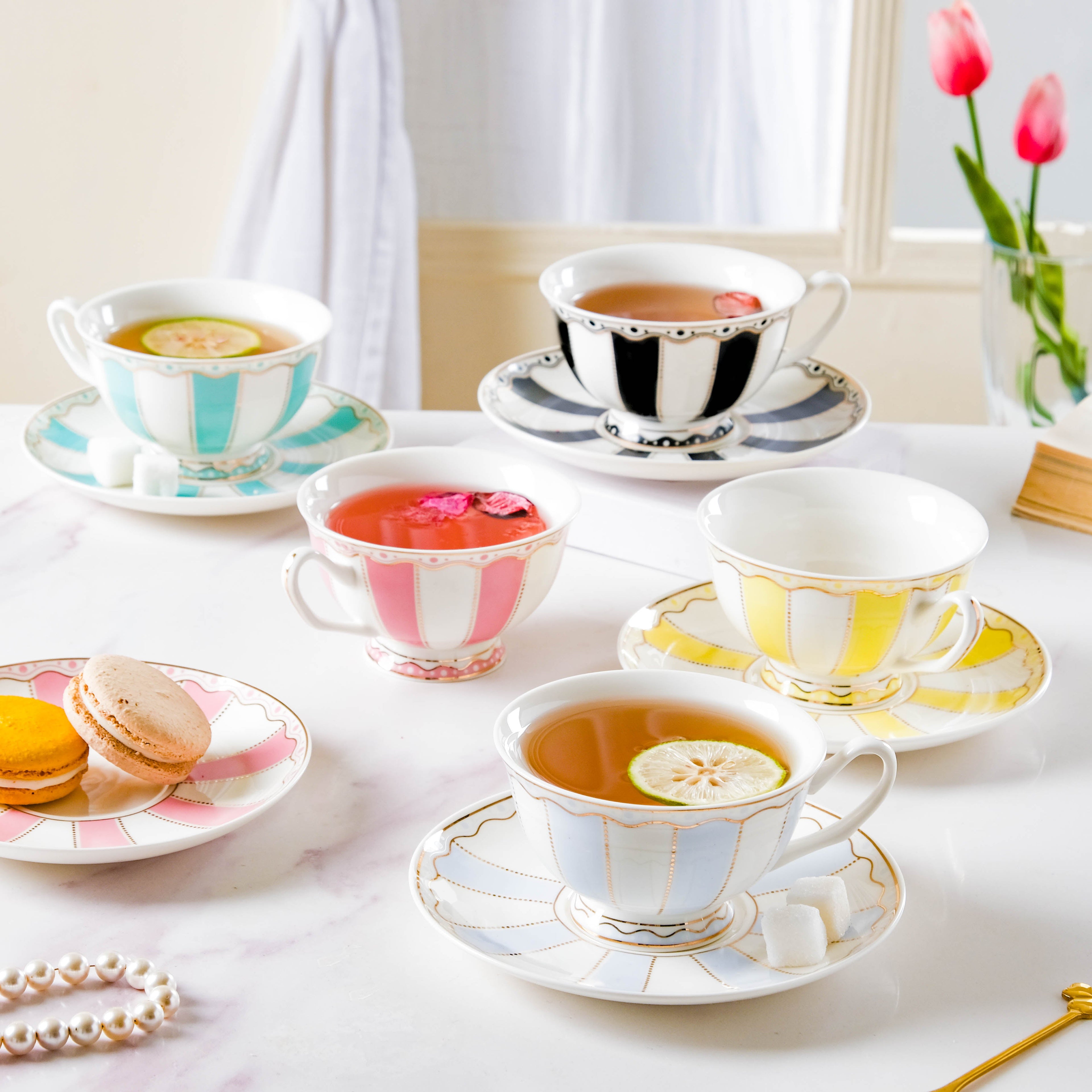 Azalea Pink Ceramic Cup and Saucer Set 150 ml