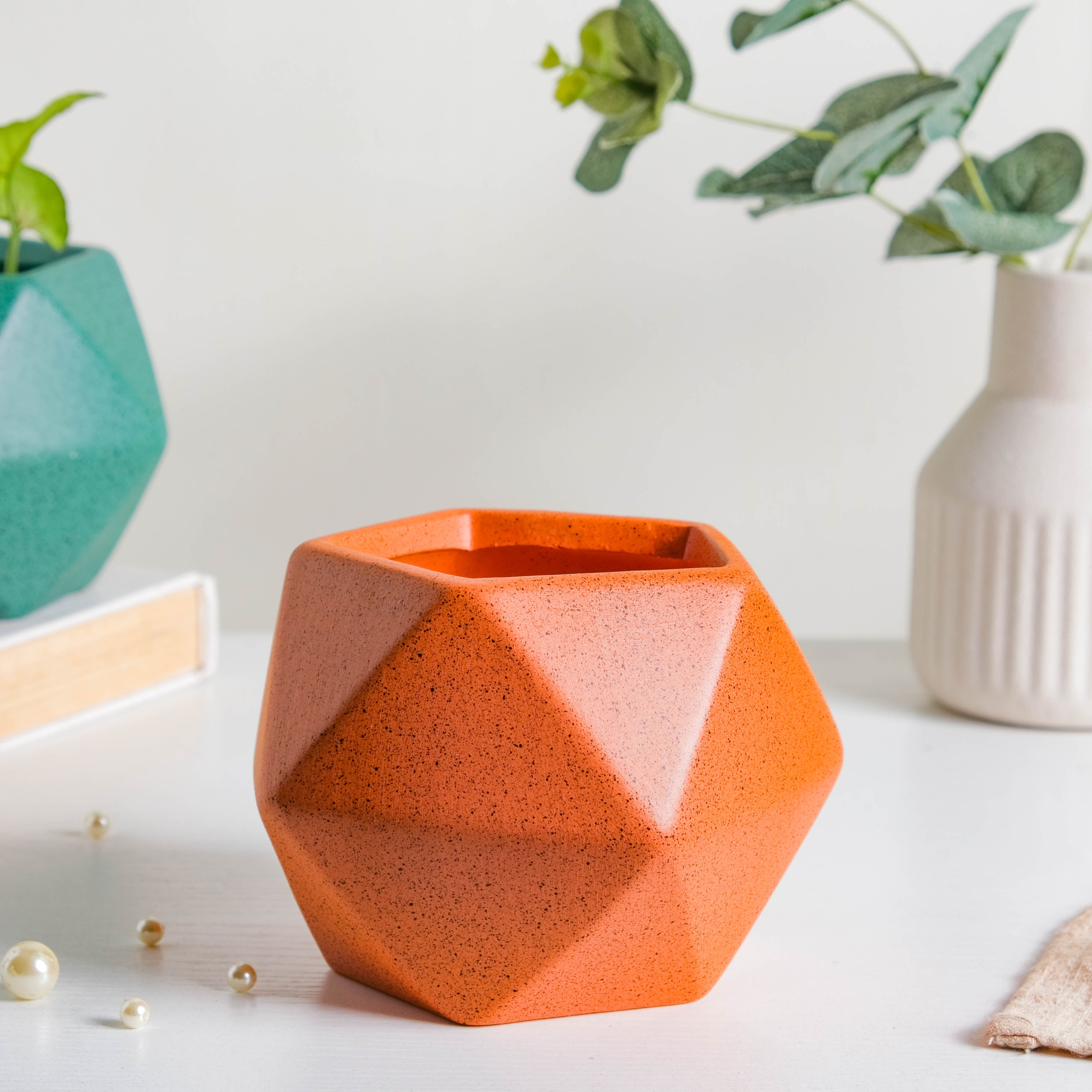 Orange Abstract Plant Pot