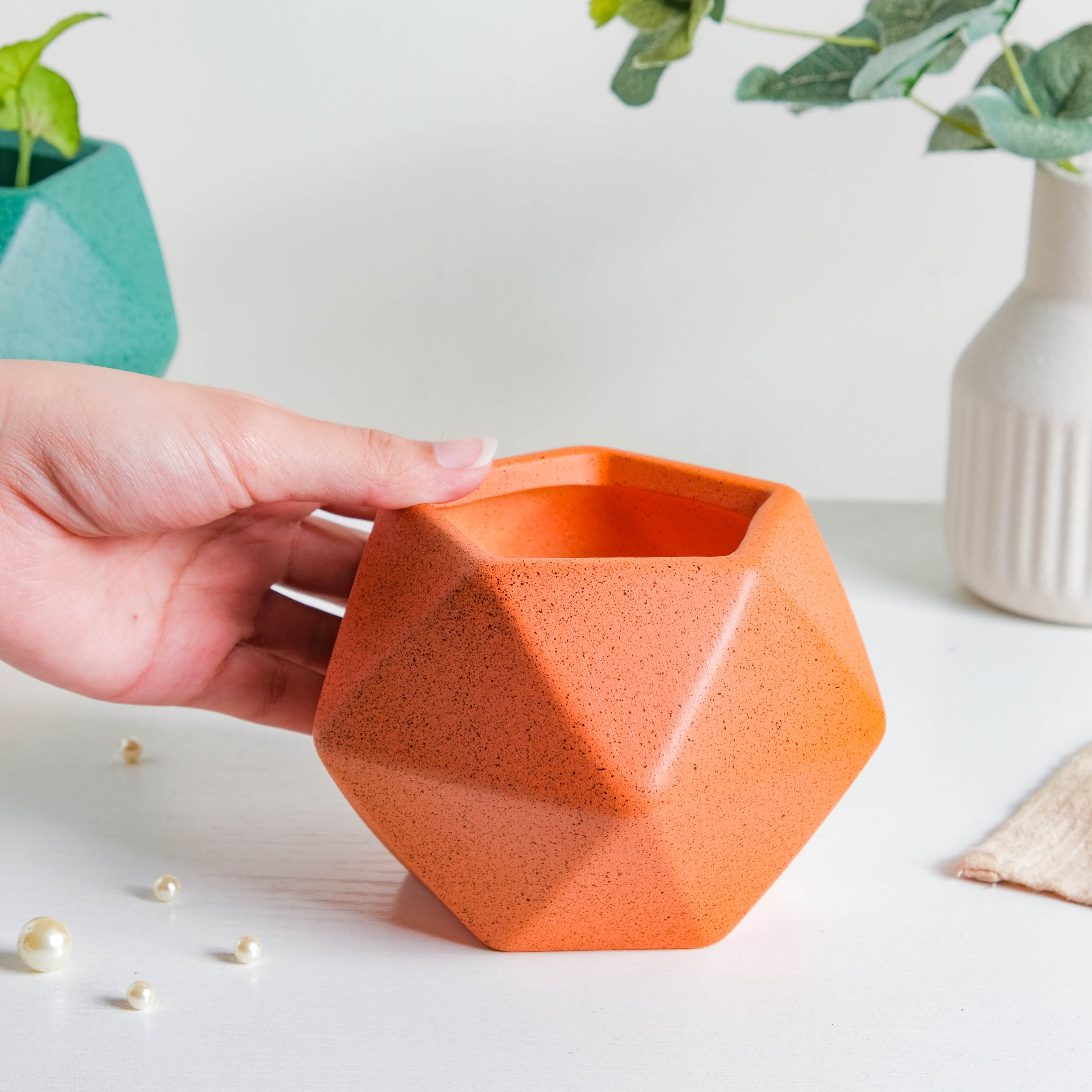 Orange Abstract Plant Pot
