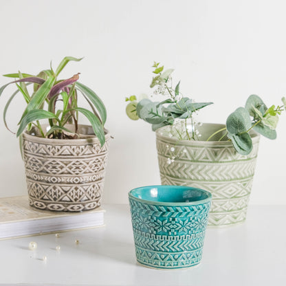Intricate Texture Sage Green Pot