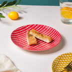 Dotted Red Ceramic Snack Plate 7.5 Inch Set of 2