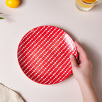 Dotted Red Ceramic Snack Plate 7.5 Inch Set of 2