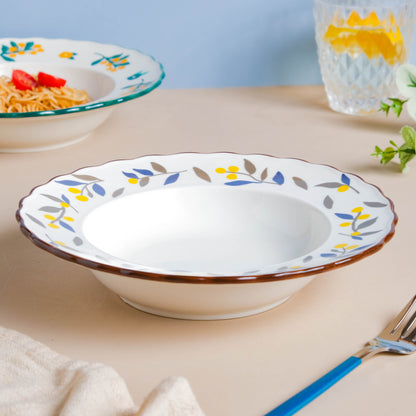 Laurel Blue and Poppy Yellow Pasta Plate
