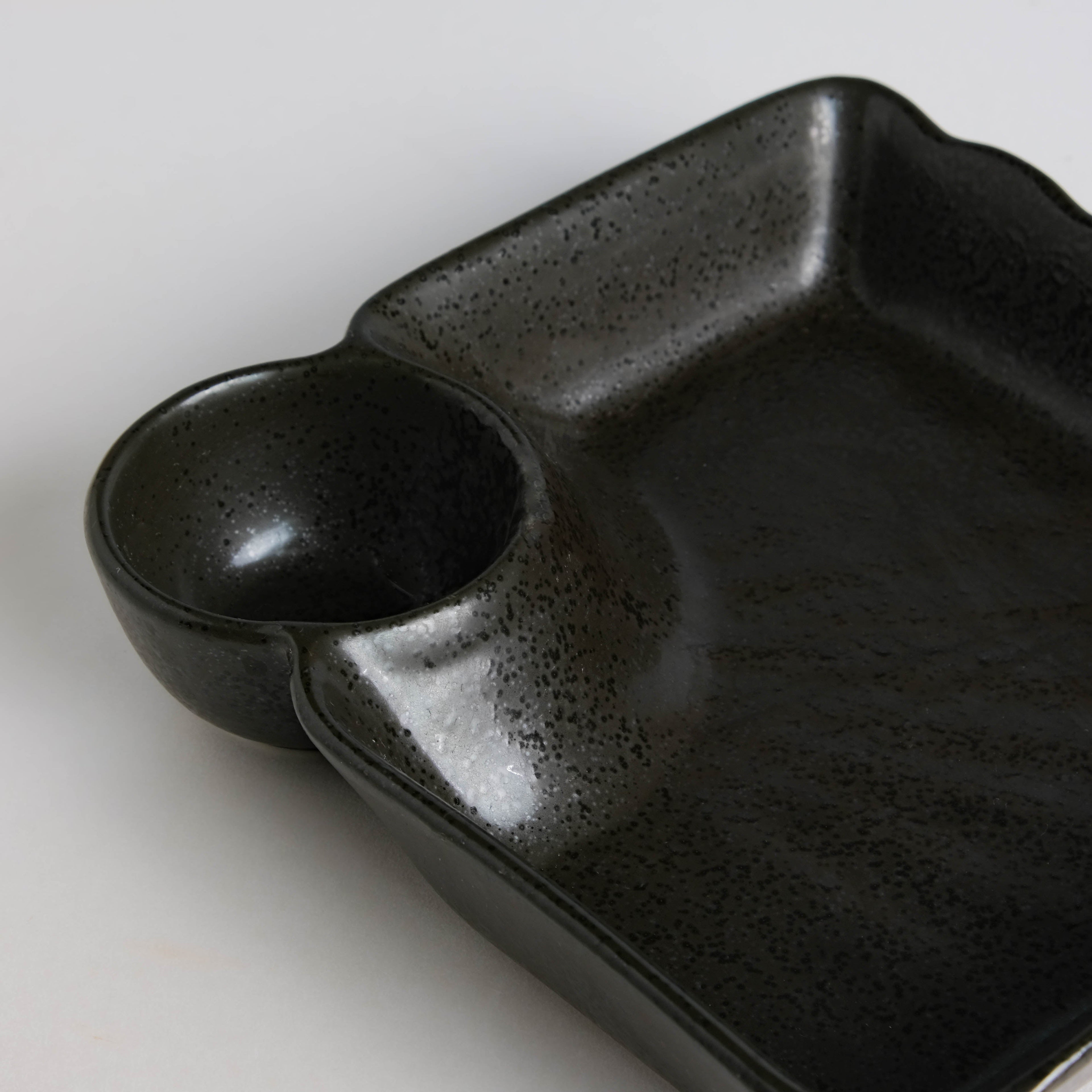 Ebony Black Chip and Dip Plate
