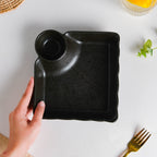 Ebony Black Chip and Dip Plate