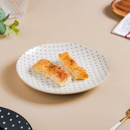 Retro White Ceramic Snack Plate 7.5 Inch Set Of 2