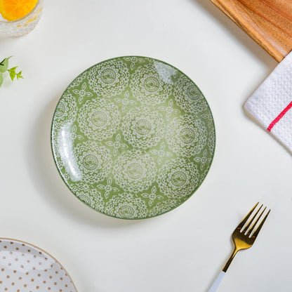 Ethnic Sage Green Snack Plate 7.5 Inch Set Of 2
