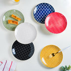 Dotted Red Ceramic Snack Plate 7.5 Inch Set of 2