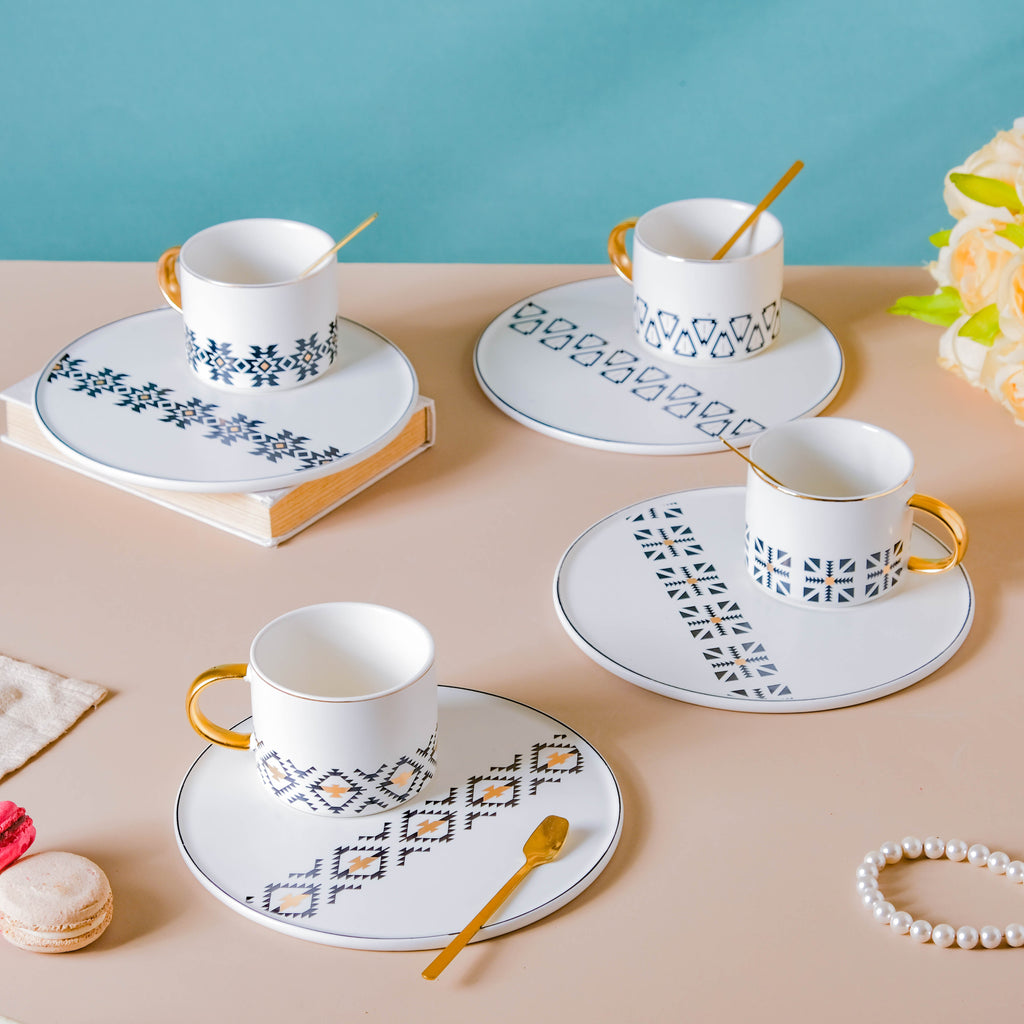 Geometric Cup And Plate Set