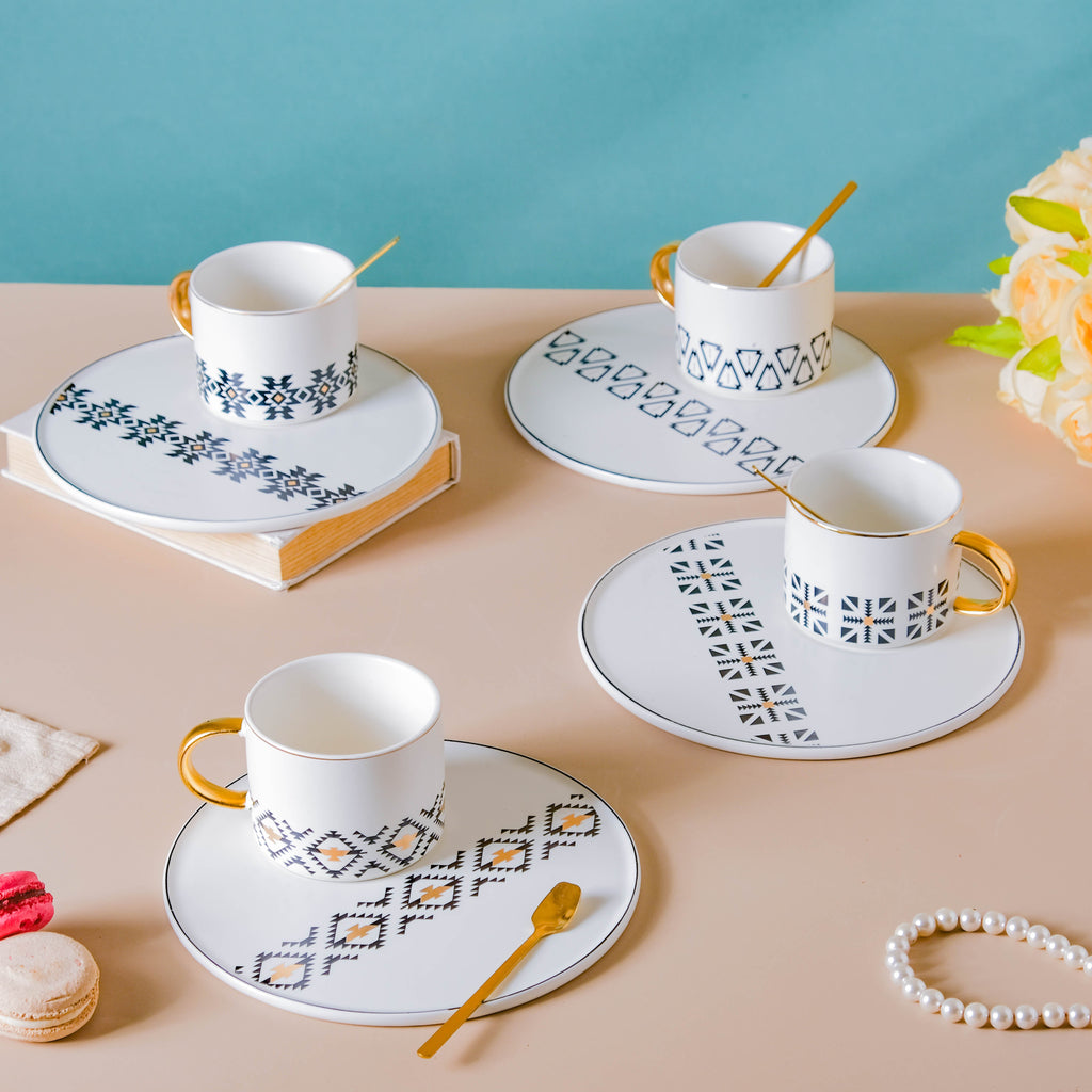 Geometric Cup And Plate Set