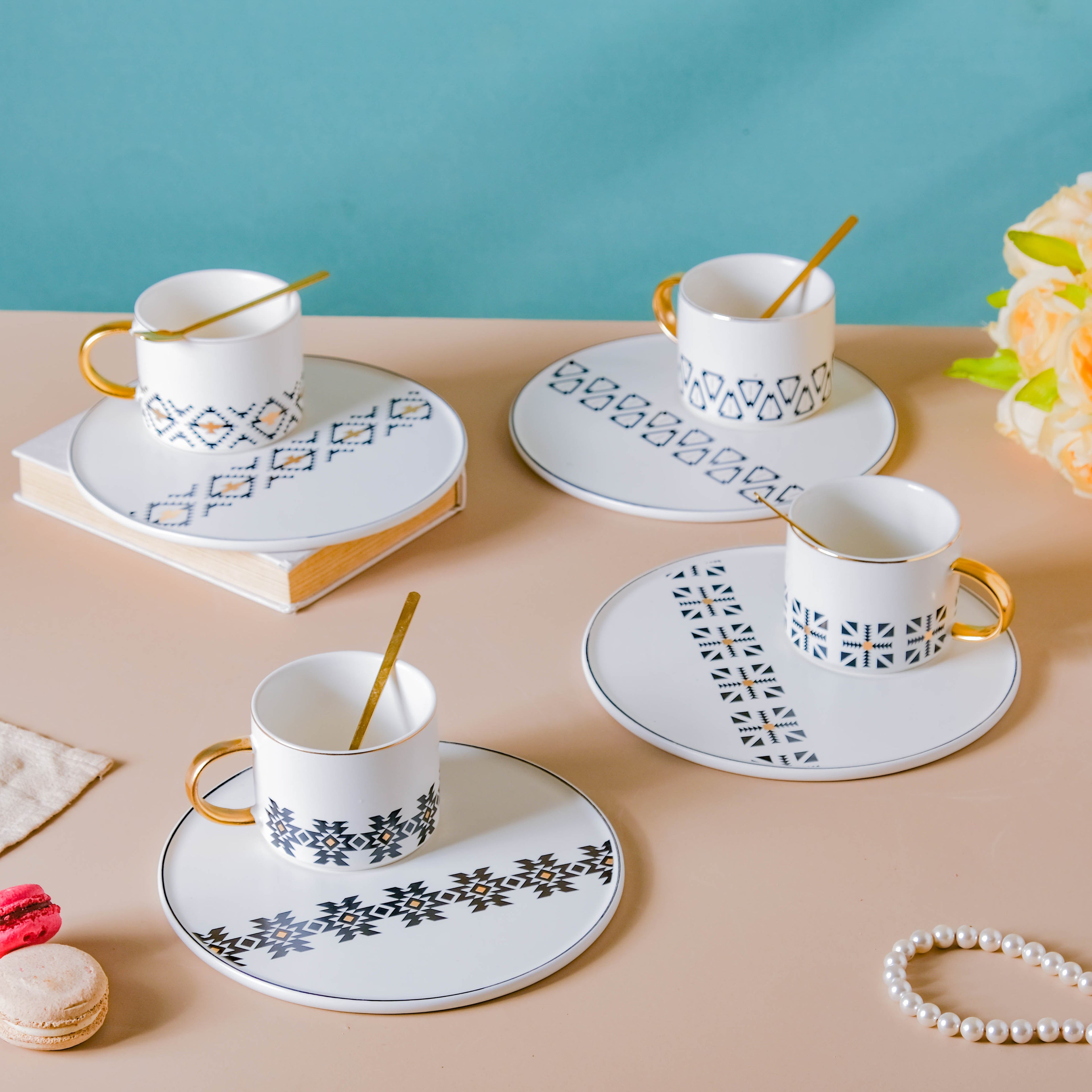 Geometric Cup And Plate Set