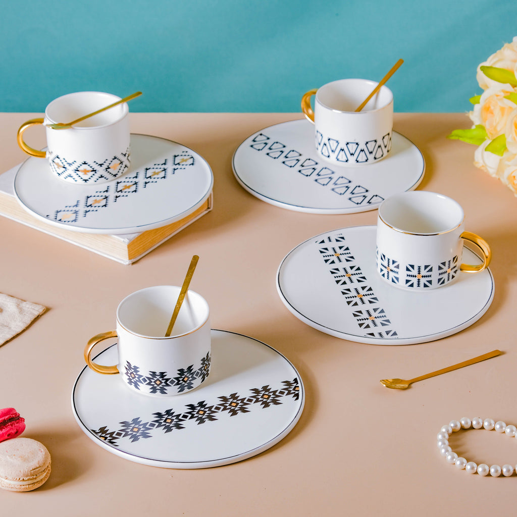 Geometric Cup And Plate Set