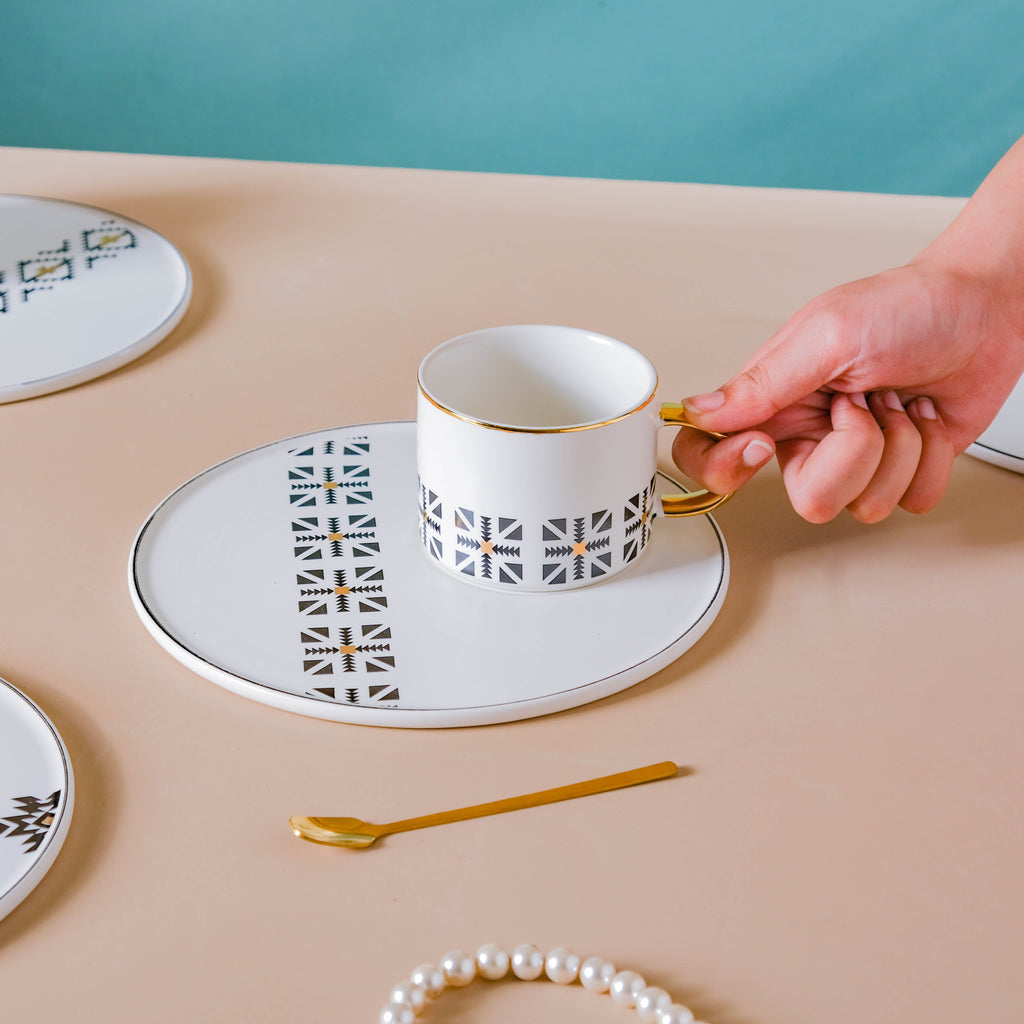 Geometric Cup And Plate Set