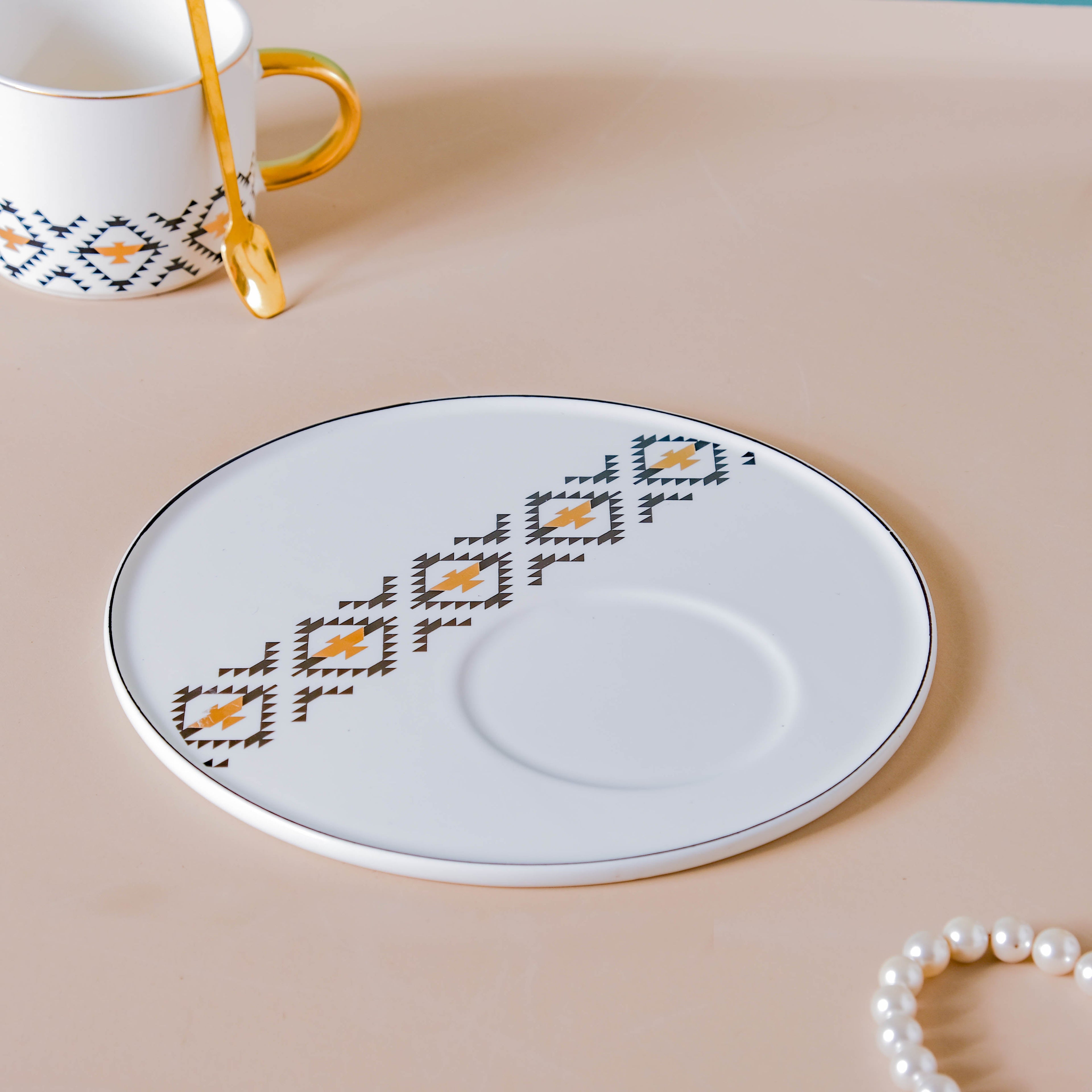 Geometric Cup And Plate Set
