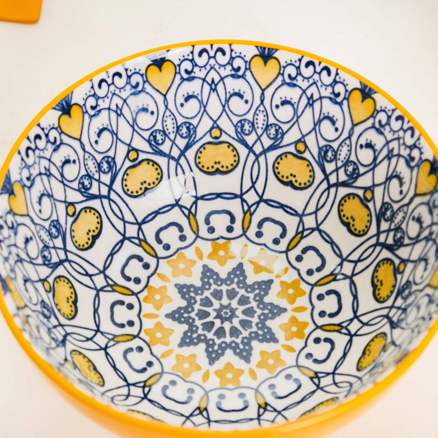 Mandala Ceramic Snack Bowl Yellow 400ml Set Of 2