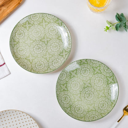 Ethnic Sage Green Snack Plate 7.5 Inch Set Of 2