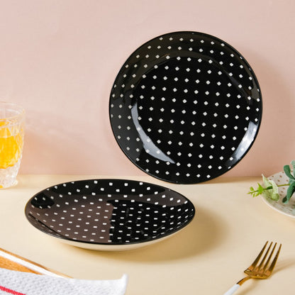 Retro Ceramic Snack Plate Black 7.5 Inch Set Of 2