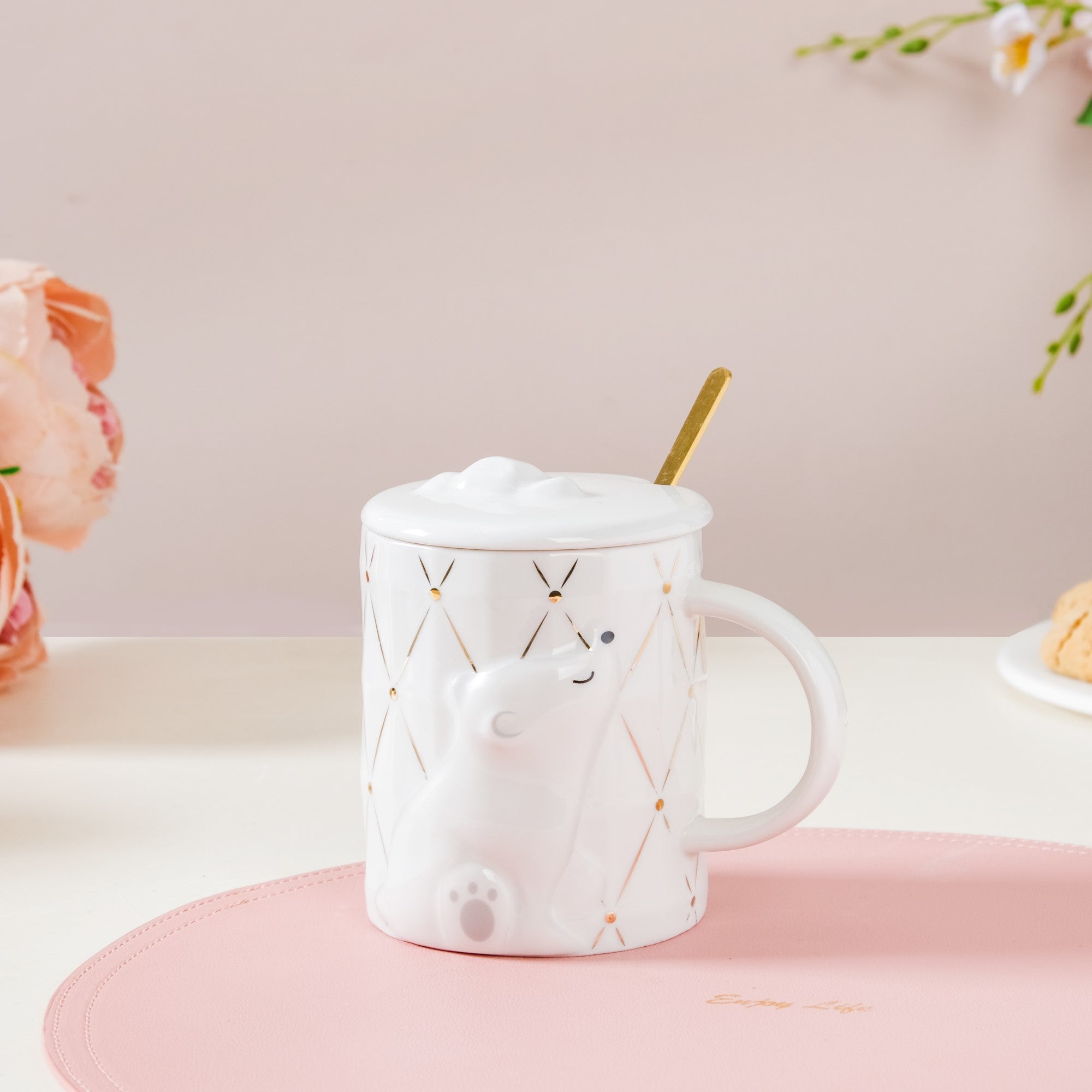 Bear Mug With Lid And Spoon