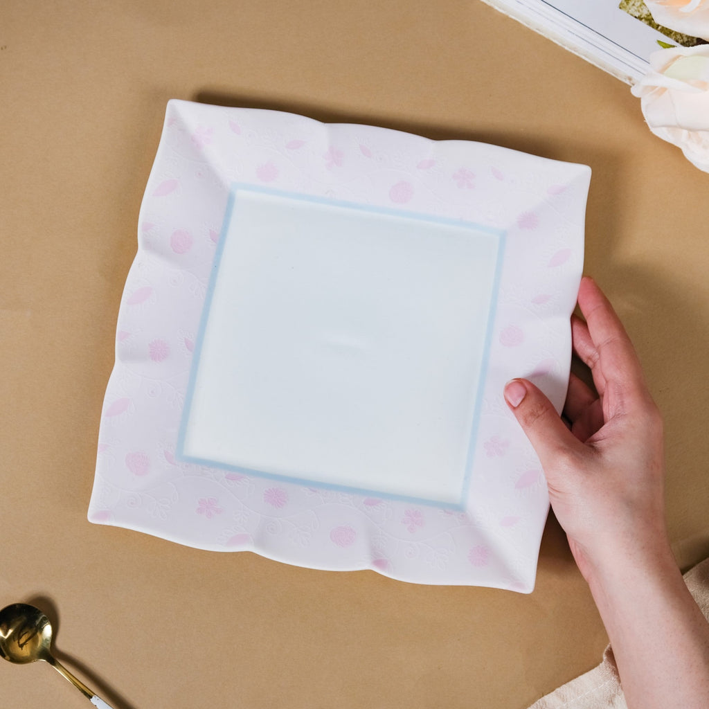 Riona Ceramic Platter White And Pink 9 Inch