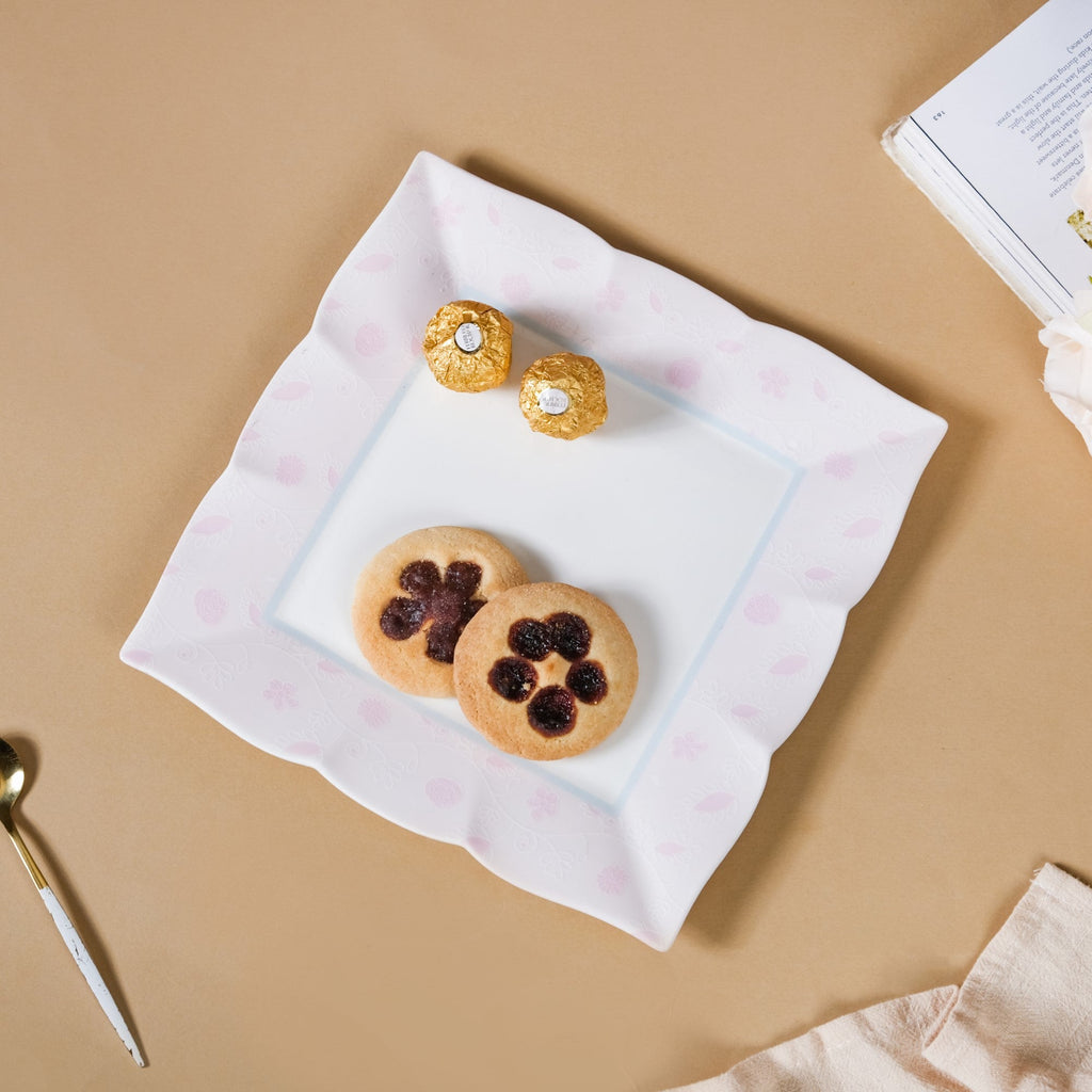 Riona Ceramic Platter White And Pink 9 Inch