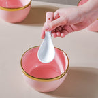 Petunia Pink Snack Bowl Set Of 4 With Chopsticks And Soup Spoons