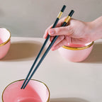 Petunia Pink Snack Bowl Set Of 4 With Chopsticks And Soup Spoons