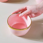 Petunia Pink Snack Bowl Set Of 4 With Chopsticks And Soup Spoons