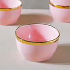 Petunia Pink Snack Bowl Set Of 4 With Chopsticks And Soup Spoons