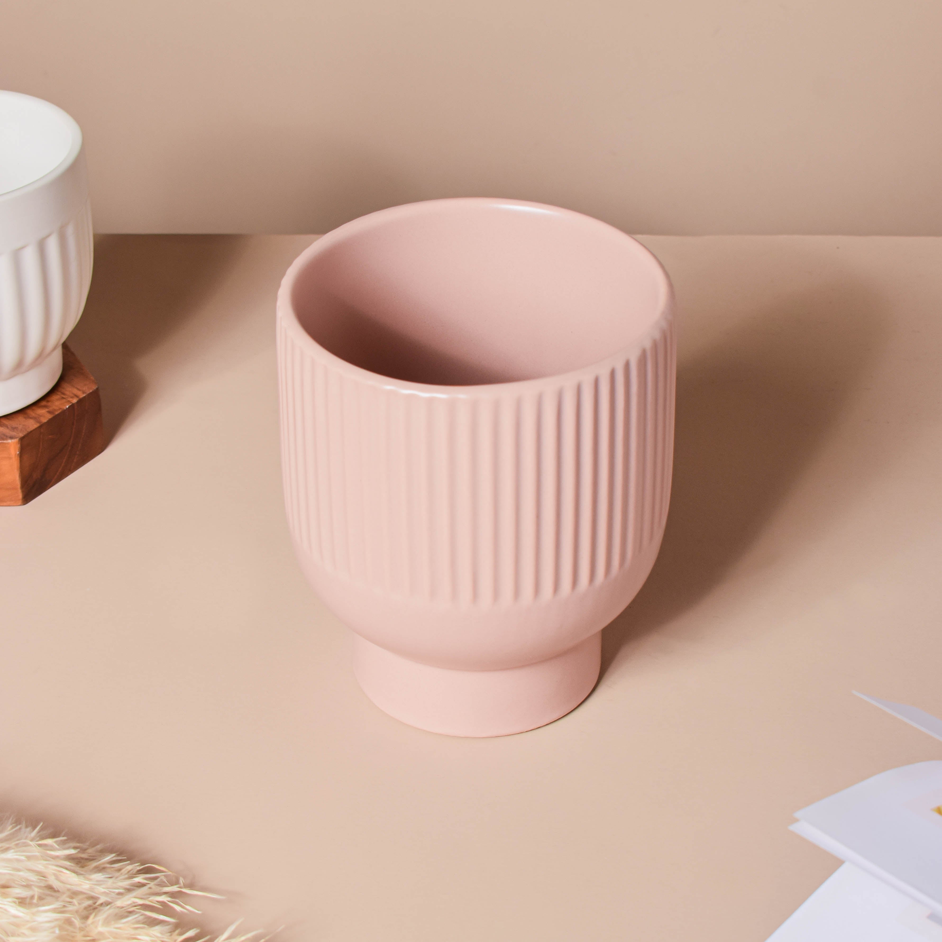 Dusky Pink Glazed Pot