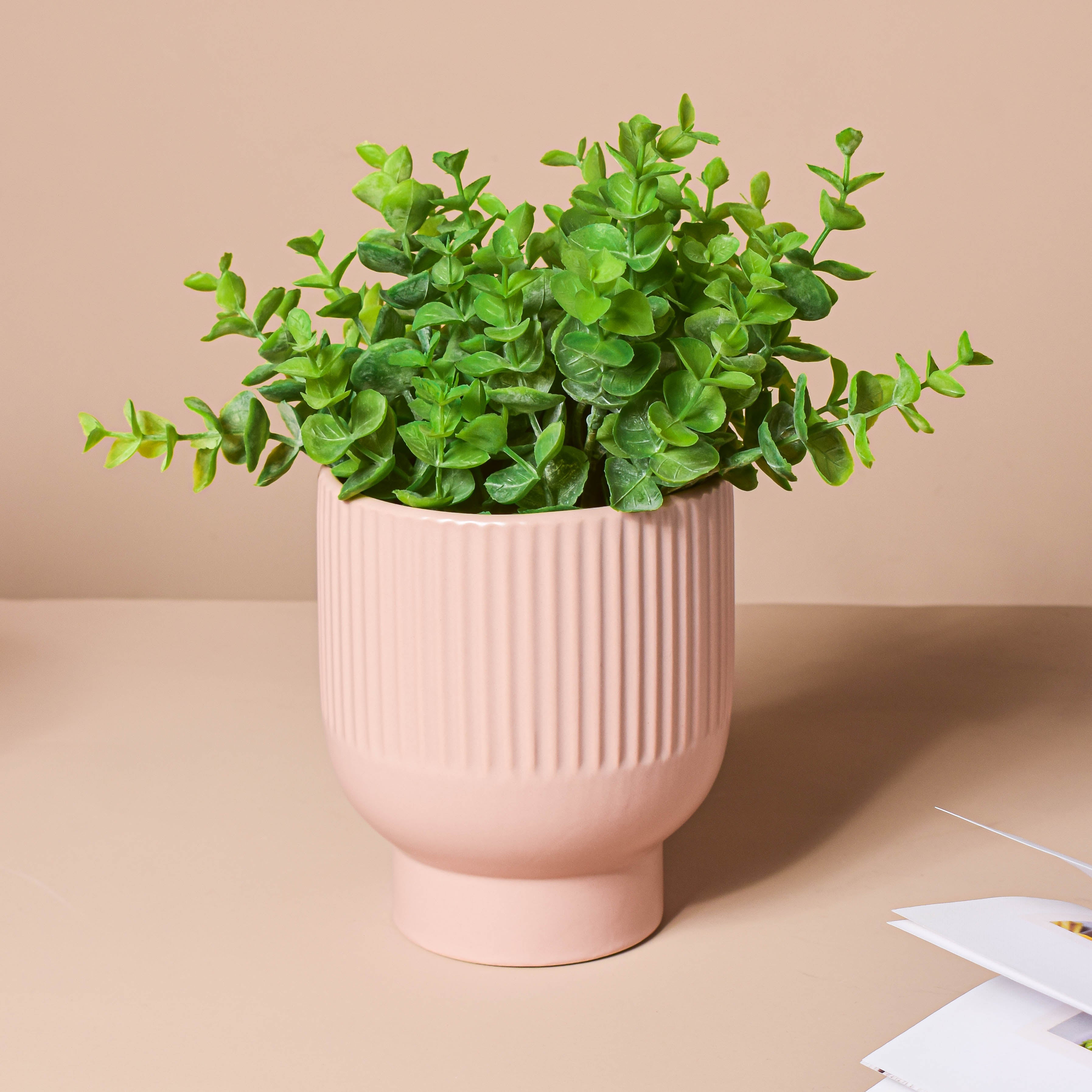 Dusky Pink Glazed Pot