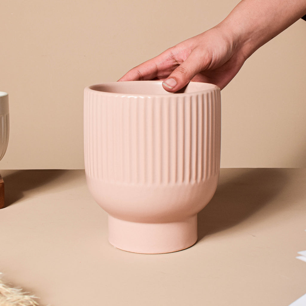 Dusky Pink Glazed Pot