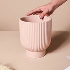 Dusky Pink Ribbed Vase
