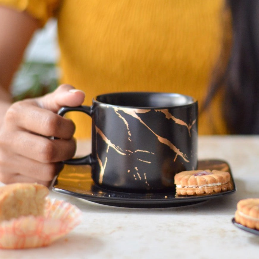 Marble Tea Cup and Saucer
