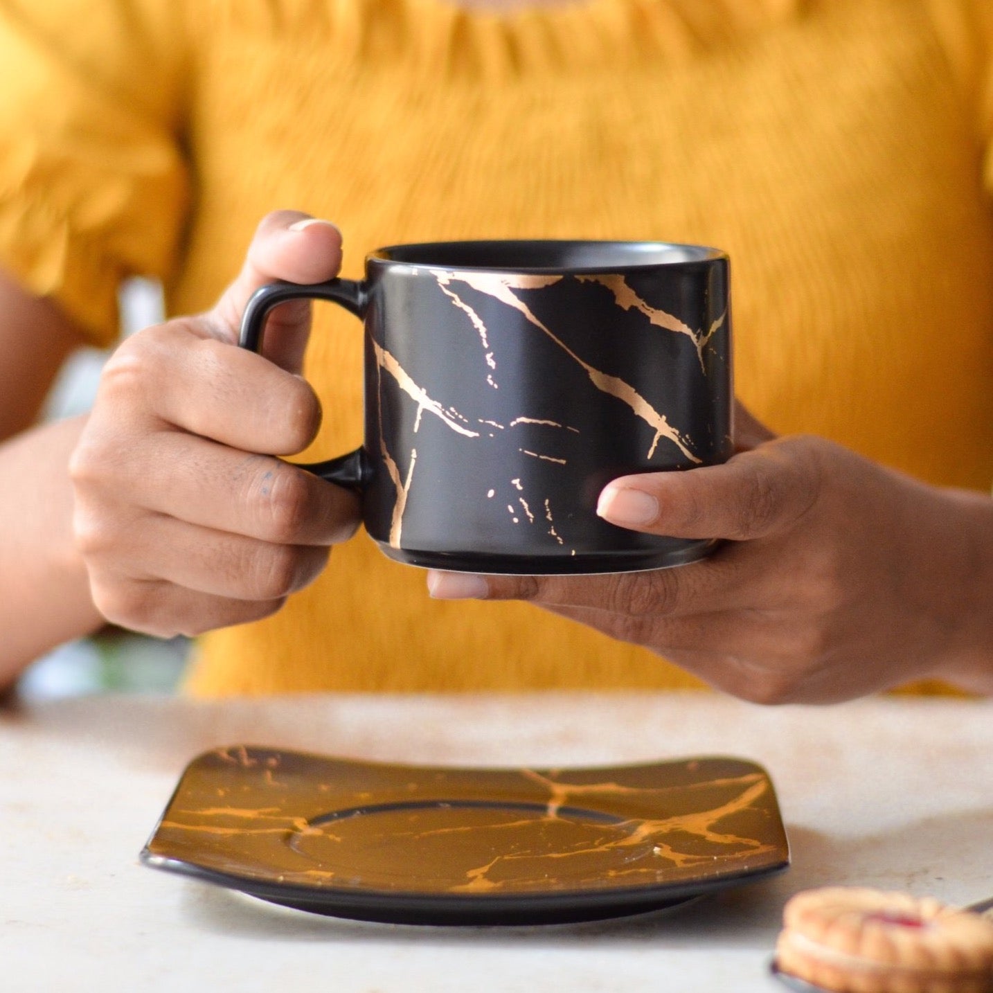 Marble Tea Cup and Saucer