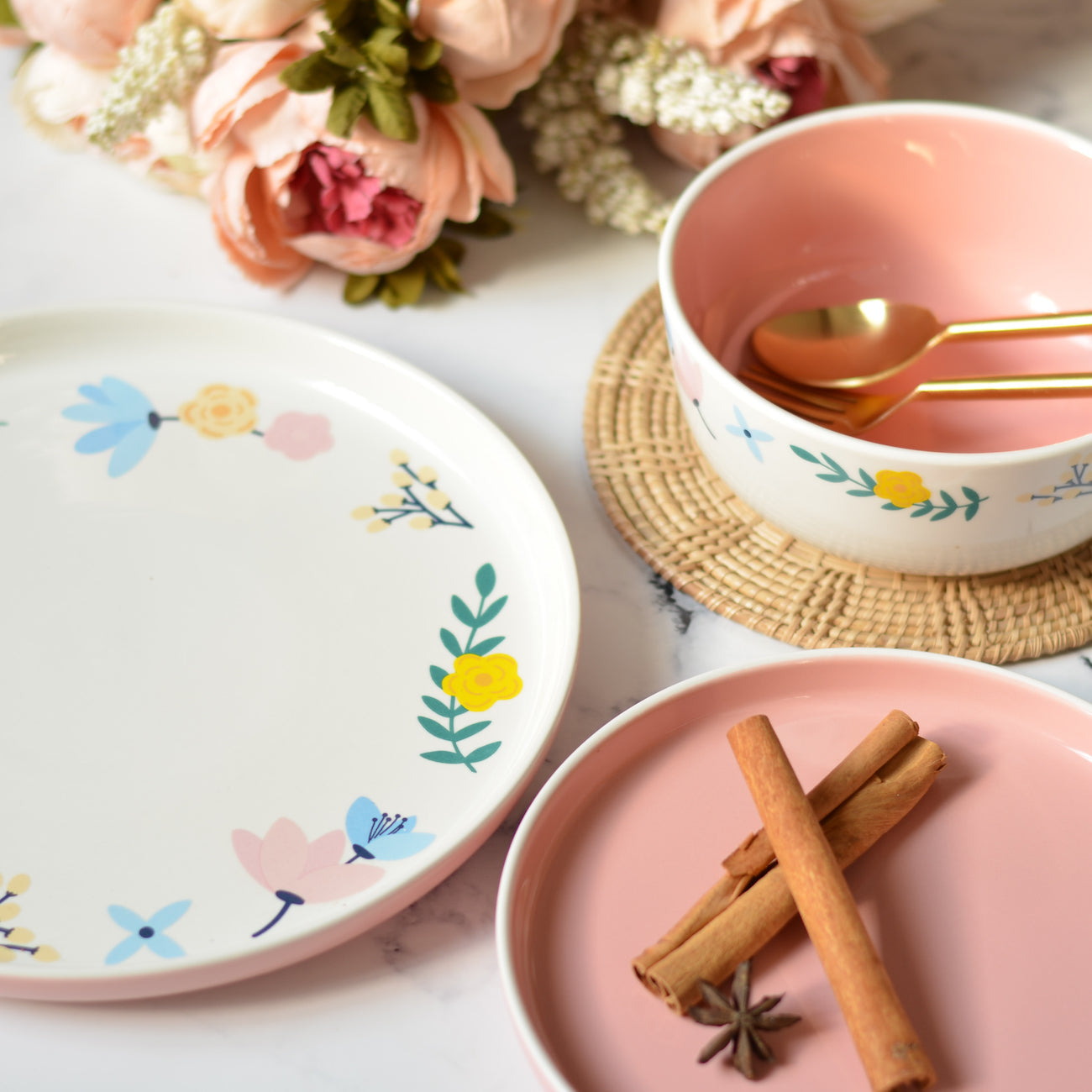 Pink Floral Plates